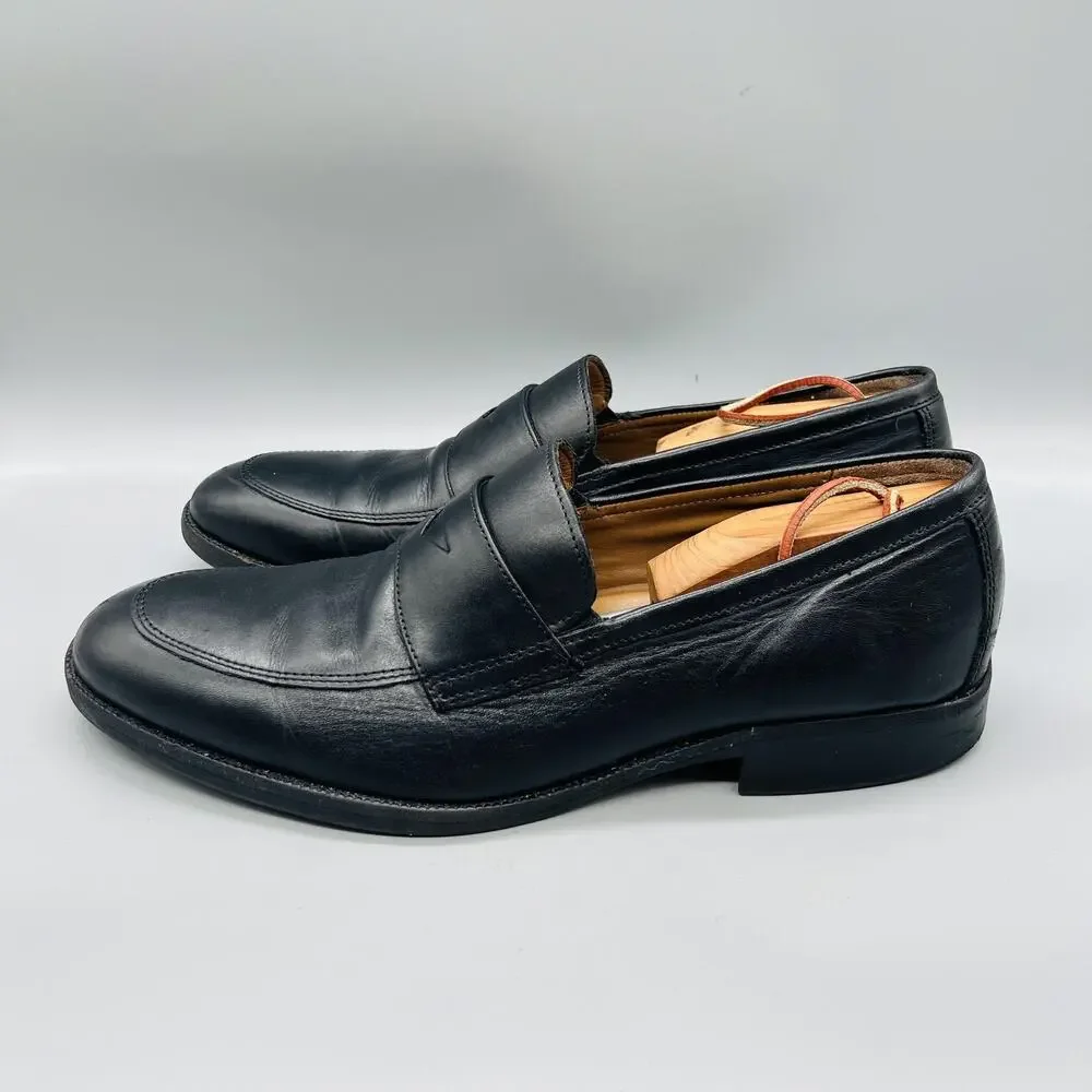Johnston & Murphy Shoes Mens 11 Black Leather Penny Loafers Slip On Dress Oxford